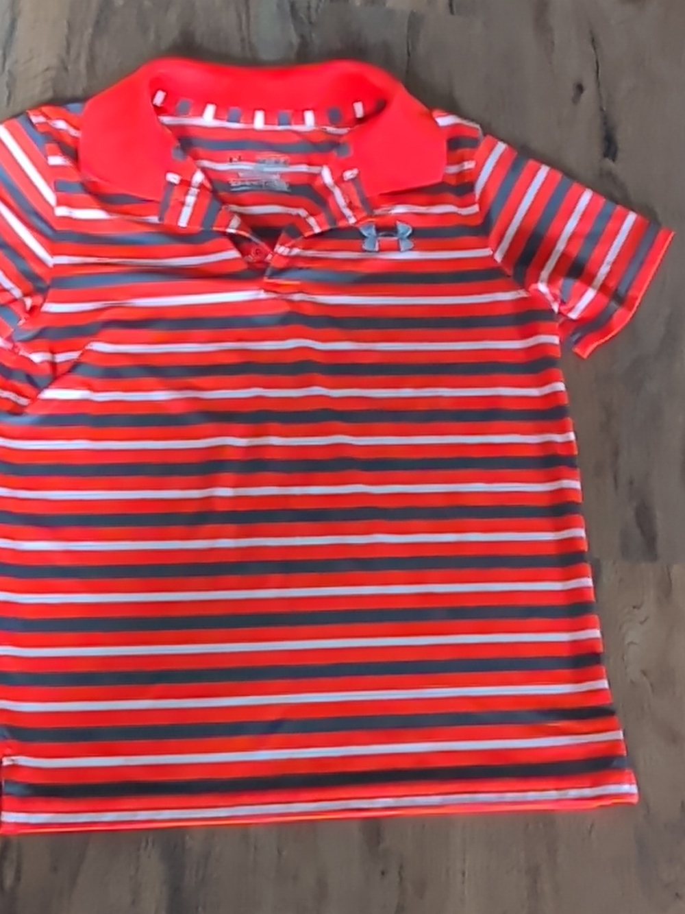 Under Armour Boys' Orange, Gray & White Striped Polo